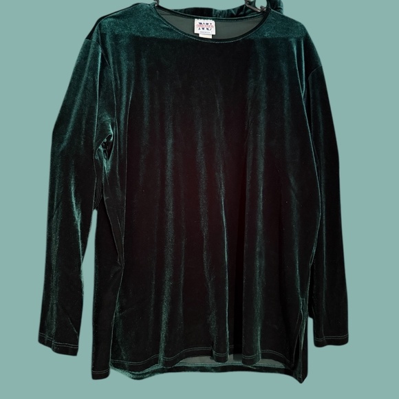 NEW VTG NU Dimension Green Velvet 2-Piece Set Maxi Skirt Long Sleeve Blouse Med - Picture 8 of 11